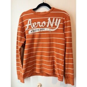 Vintage Y2k Aeropostale Spell Out Thermal T‎ Shirt Distressed Mens Large Orange